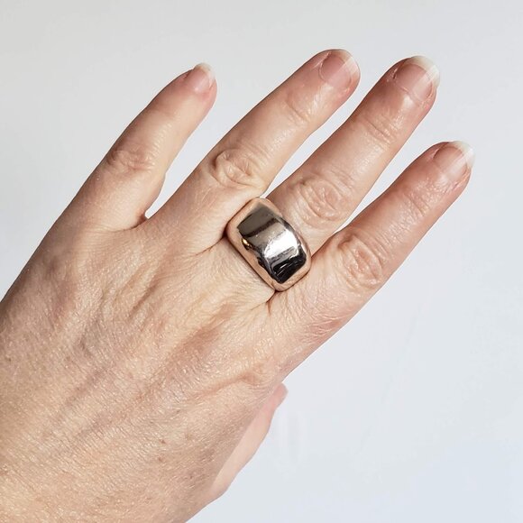 Contemporary 925 STERLING Silver Ring Geometric Fluid Liquid silver Unisex - Picture 13 of 13